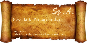 Szvitek Antonietta névjegykártya